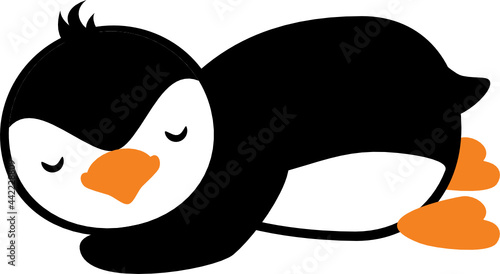 Funny lazy penguin. Simple flat drawing