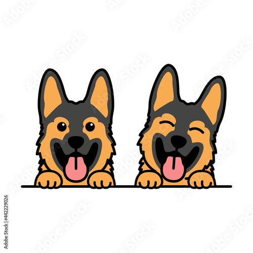 Cute german shepherd puppy cartoon, vector illustration