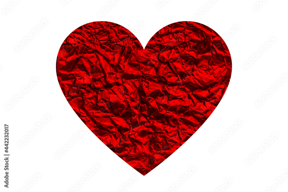 Valentine's Day signs, banner or card. Paper art red heart isolated on white background. Red foil heart on white background. Valentine's Day signs, banner or card. Paper art red heart isolated on white background. Red foil heart on white background.