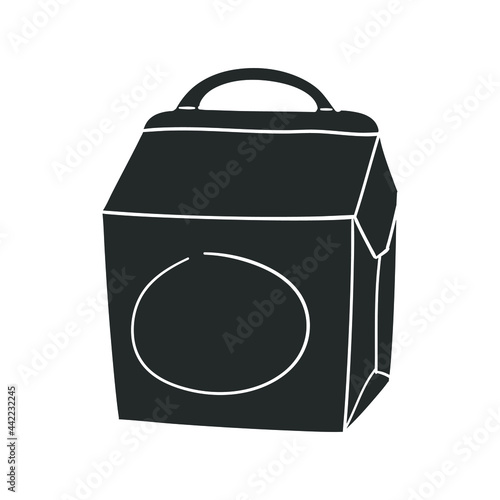 Fast Food Box Icon Silhouette Illustration. Restaurant Menu Decoration Vector Graphic Pictogram Symbol Clip Art. Doodle Sketch Black Sign.