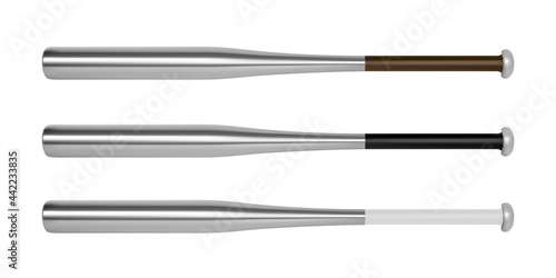 Aluminum baseball bat in the vector side view.Baseball bat for playing baseball vector illustration.