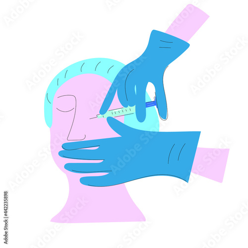 Cosmetic procedure and injection concept. Modern vector illustration. Medical treatment concept. Spa beauty concept. Hand drawn vector illustration. 