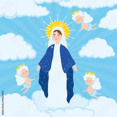 Mary with angels around