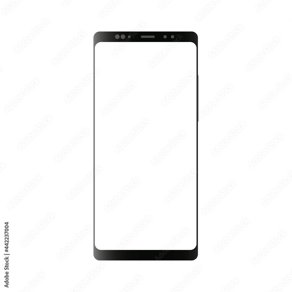 phone with a blank white screen. modern smart device isolated on white background phone with a blank white screen. modern smart device isolated on white background