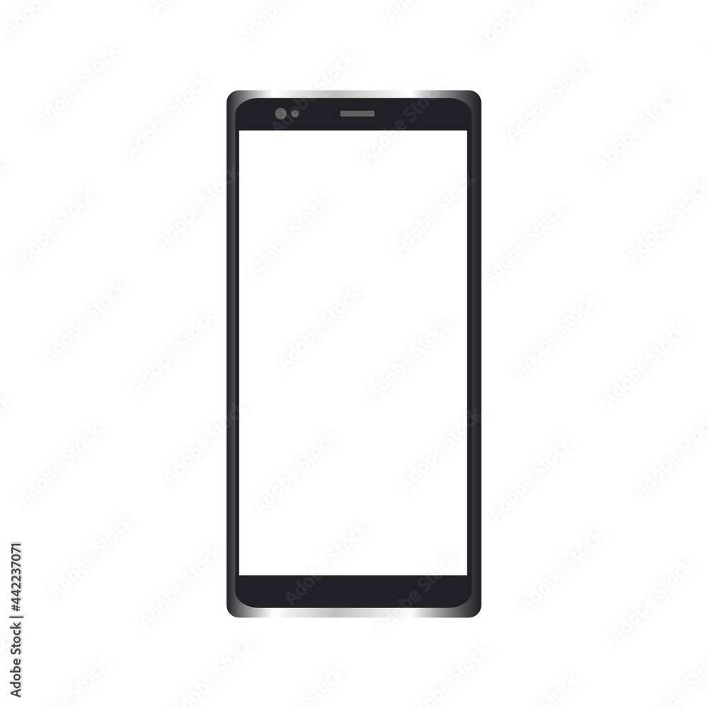 phone with a blank white screen. modern smart device isolated on white background phone with a blank white screen. modern smart device isolated on white background
