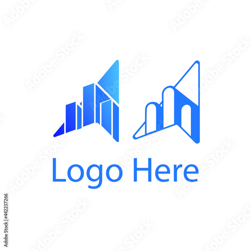 Company logo  arrow  buildings. blue logo