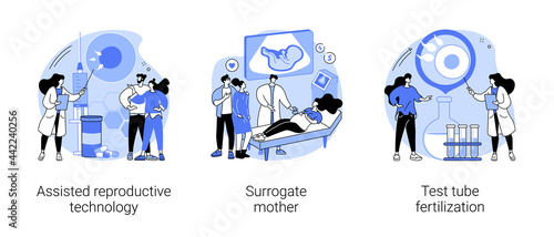 Infertility procedures abstract concept vector illustrations.