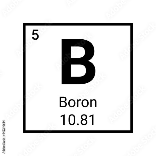 Boron periodic element icon. Chemical boron oxide chemical element symbol