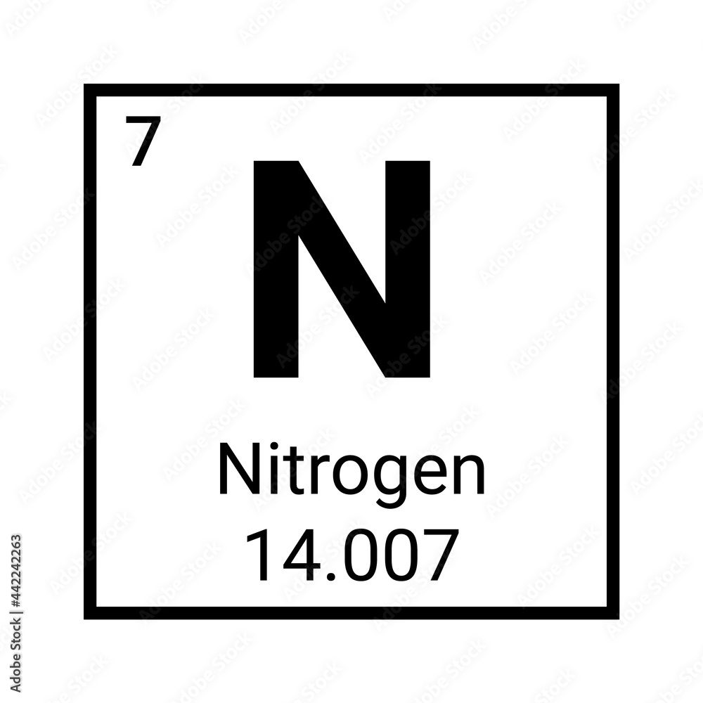 Nitrogen periodic element icon. Nitrogen chemical symbol icon vector laboratory sign - obrazy, fototapety, plakaty 