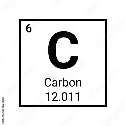 Carbon table element vector icon. Periodic carbon chemistry atom symbol molecule