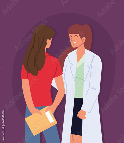 female doctor and young patient