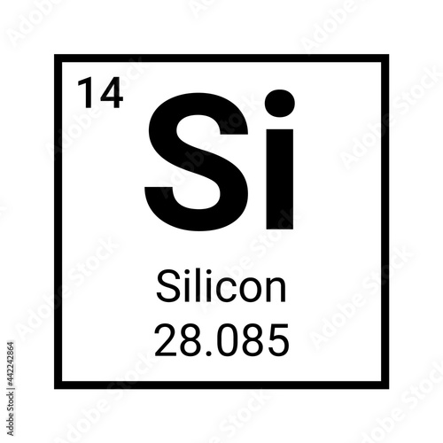 Silicon chemical periodic element vector sign symbol illustration. Silicon element icon
