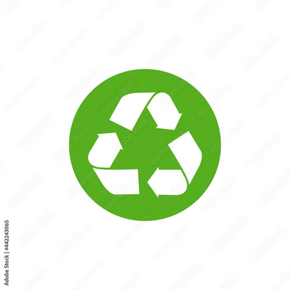 Vector waste logo sign. Arrow reuse earth recycle symbol reuse concept icon Vector waste logo sign. Arrow reuse earth recycle symbol reuse concept icon
