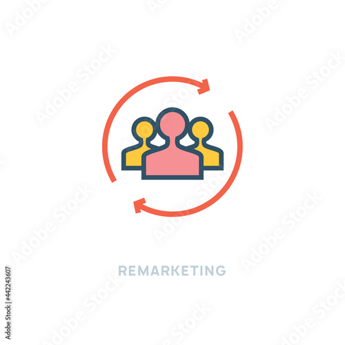 Customer remarketing icon. Vector research remarketing concept
