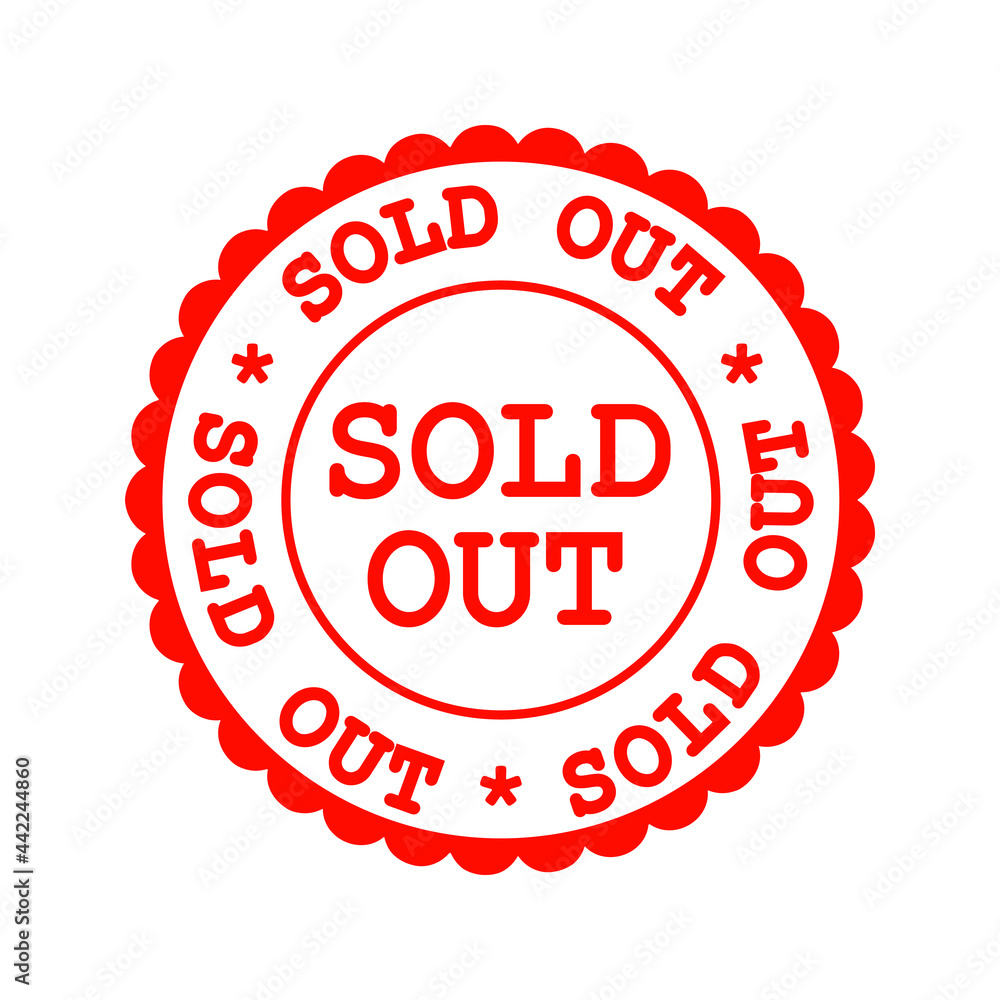 red seal stamp sold out isolated on white background red seal stamp sold out isolated on white background