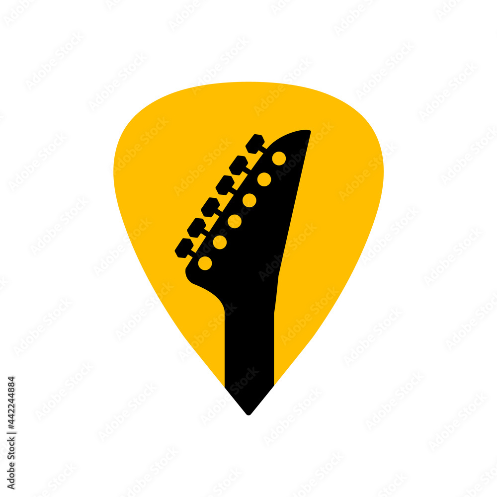 Guitar acoustick pick vector design icon flat logo. Mediator guiatar music symbol headstock Guitar acoustick pick vector design icon flat logo. Mediator guiatar music symbol headstock