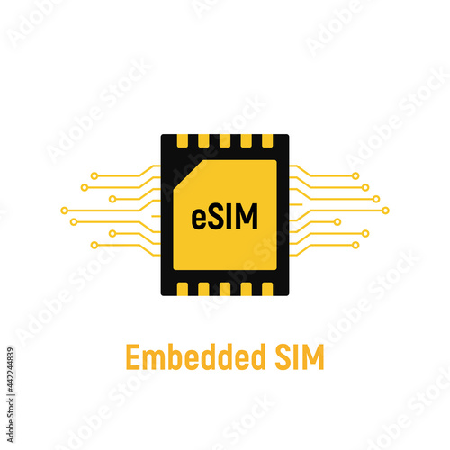 Esim chip card concept icon. Embedded sim card cellular mobile technology smart concept