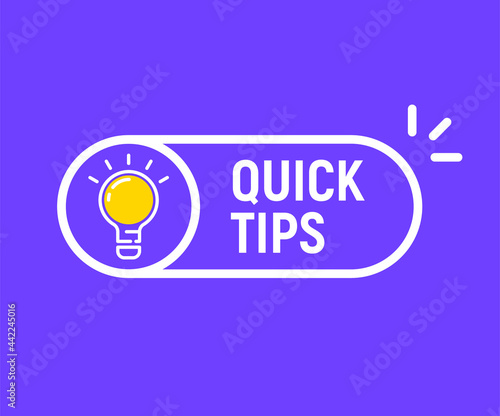 Quick tip hint vector icon bulb. Fact tip idea line icon logo guide