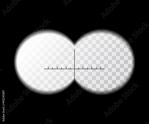 Binocular view sight vector military lens vision. Spy binocular view surveillance isolated aim viewfinder