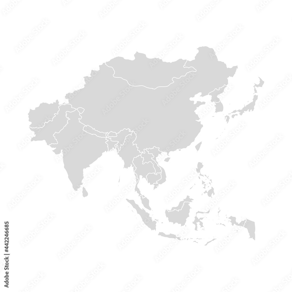 Asia vector map southeast country, Asian east continent icon silhouette china malaysia japan