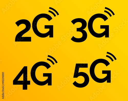 5g icon, 4g logo on blue. 2g network vector technology 3g icon