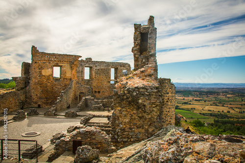Ancient castle ruins of Figueira de Castelo Rodrigo - Portugal. Castle ruins in the top of the mountain