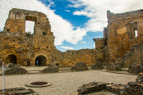 Ancient castle ruins of Figueira de Castelo Rodrigo - Portugal. Castle ruins in the top of the mountain photo