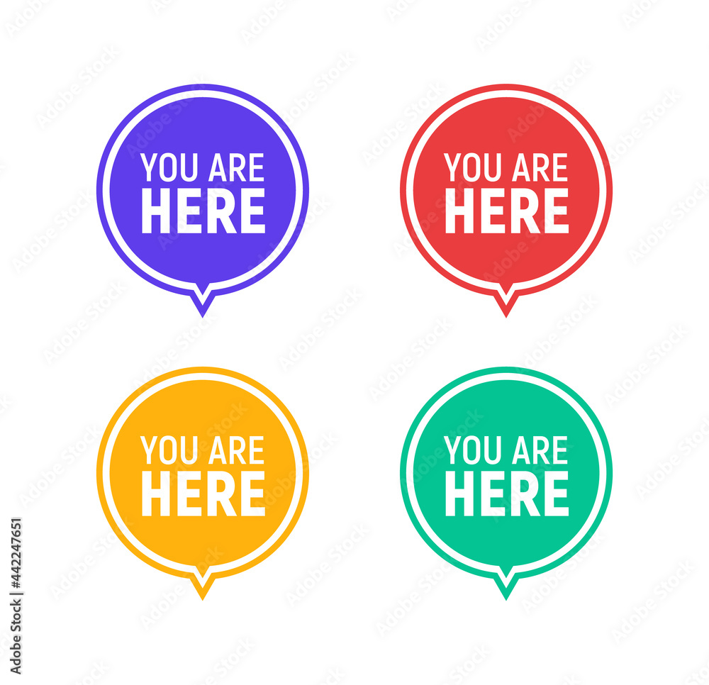 You are here sign icon mark. Destination or location point concept. Pin position marker design You are here sign icon mark. Destination or location point concept. Pin position marker design