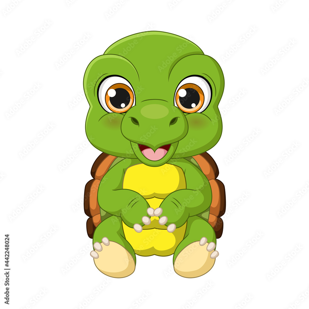 Obraz premium Cute baby turtle cartoon sitting