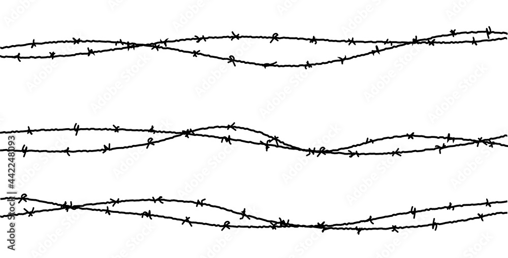 Vecteur Stock Barbed Wire Vector Fence Barbwire Border Chain Prison Line War Barb Background