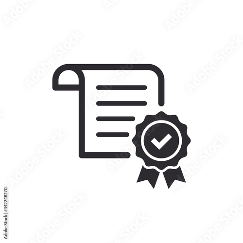 Сertificate icon. Vector certificate icon. License icon. Premium quality. Achievement badge. Quality mark. Check mark. Vector check mark. Approved. Extended license. Contract. Agreement. Quality seal