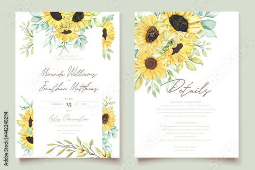 watercolor sunflower wedding card set