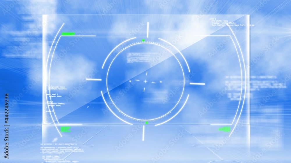 Animation of scope scanning with network of connections over blue screens Animation of scope scanning with network of connections over blue screens