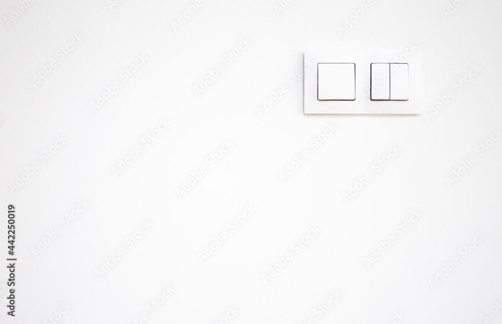 White light switch on white wall, Concept On Off White light switch on white wall, Concept On Off