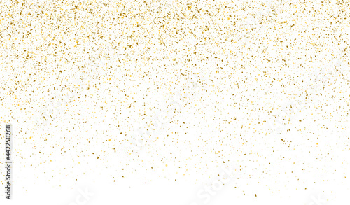 Glitter gold background sparkle dust vector confetti explosion. Golden glitter dust pattern