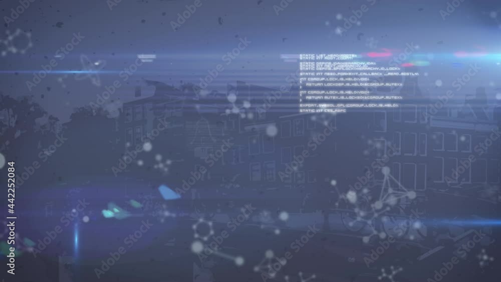 Animation of molecules spinning and digital data processing Animation of molecules spinning and digital data processing