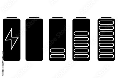 Charging indicator set, great design for any purposes. Phone icon symbol set. Vector illustration. Stock image.