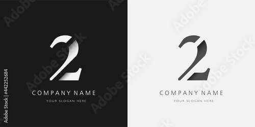 2 logo modern broken design serif number