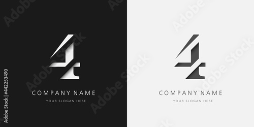 4 logo modern broken design serif number