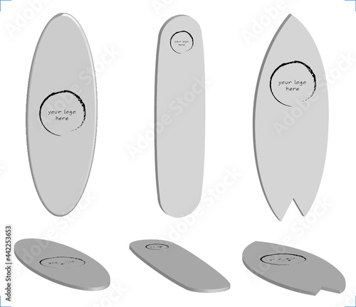 surfboard blanks: extruded surfboards in three configurations, freestyle, longboard, and split tail.  