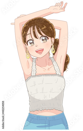 脱毛してきれいな脇の女性