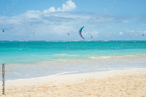 kite surfing on the sea