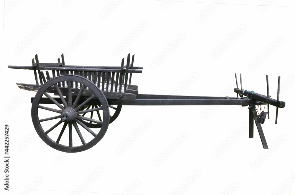 Fototapeta premium Conservative black cart on white background