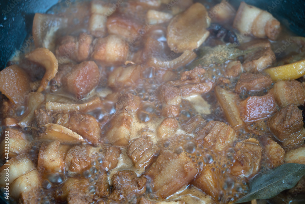 Tasty braised pork stewed in a pot Tasty braised pork stewed in a pot