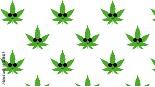 set of green leaves,  seamless pattern