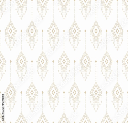 Vector chandelier geometric shape seamless pattern light yellow gold color background. Use for fabric, textile, interior decoration elements, wrapping.