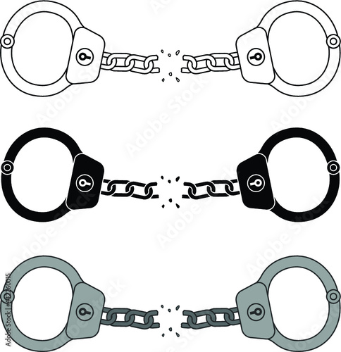 Broken Handcuff Vector Clipart Set
