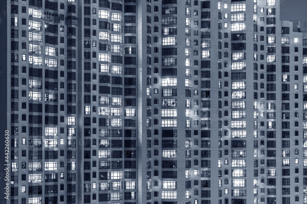 modern high rise residential building in Hong Kong city at night