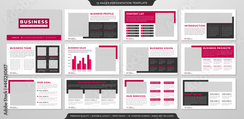 set of business presentation template design with clean style and minimalist layout