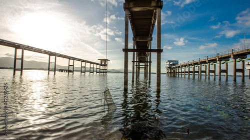 Wallpaper Mural Panoramic natural background of green meadows along the reservoir, surrounding roads and winds and beautiful morning sunlight. Torontodigital.ca